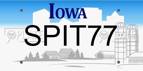 SPIT77 Iowa License Plate