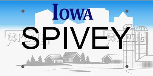 SPIVEY Iowa License Plate