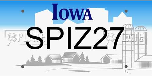 SPIZ27 Iowa License Plate