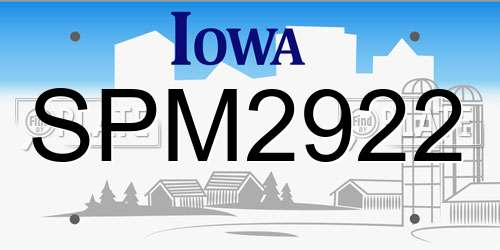 SPM2922 Iowa License Plate