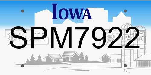 SPM7922 Iowa License Plate