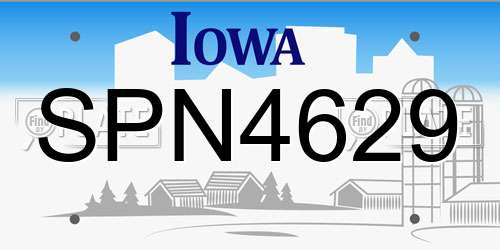 SPN4629 Iowa License Plate