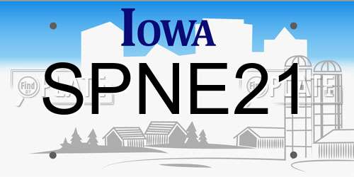 SPNE21 Iowa License Plate