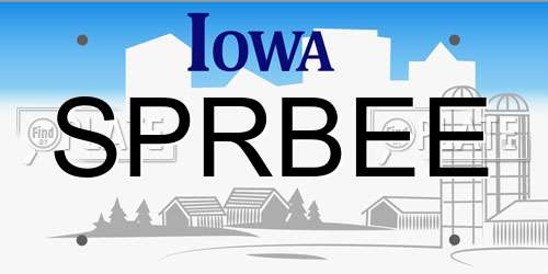 SPRBEE Iowa License Plate
