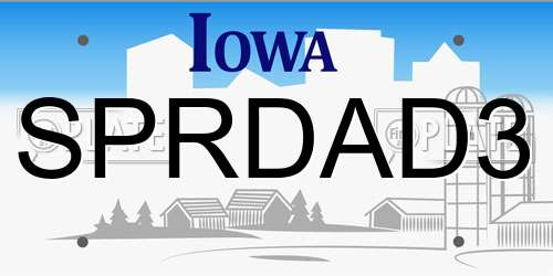 SPRDAD3 Iowa License Plate