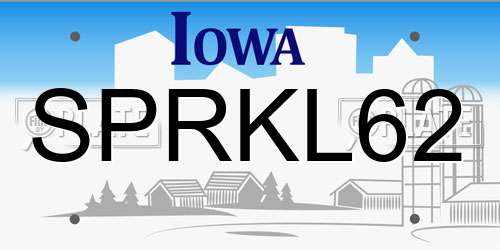 SPRKL62 Iowa License Plate