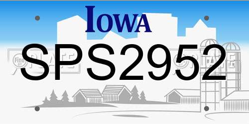 SPS2952 Iowa License Plate