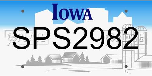 SPS2982 Iowa License Plate