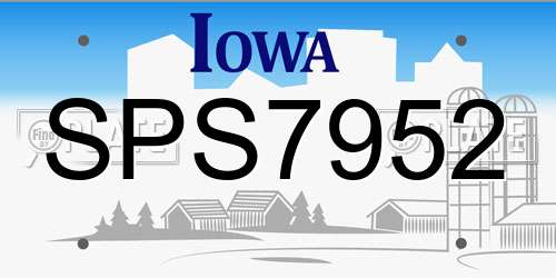 SPS7952 Iowa License Plate