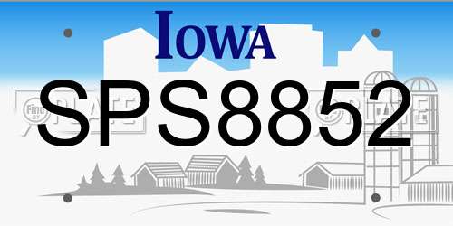 SPS8852 Iowa License Plate