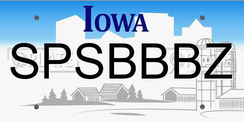SPSBBBZ Iowa License Plate