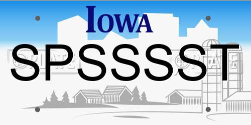SPSSSST Iowa License Plate