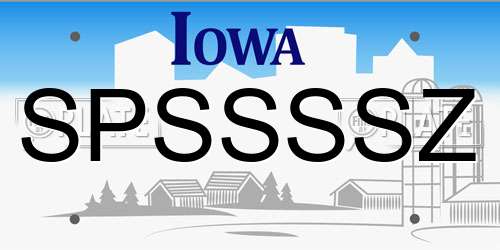 SPSSSSZ Iowa License Plate