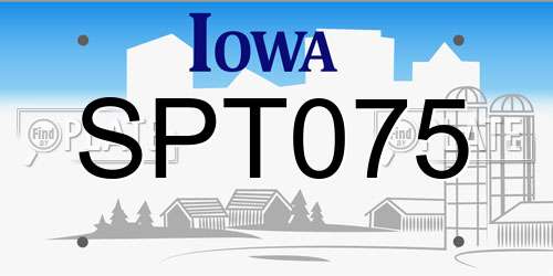 SPT075 Iowa License Plate