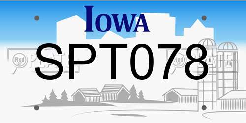 SPT078 Iowa License Plate