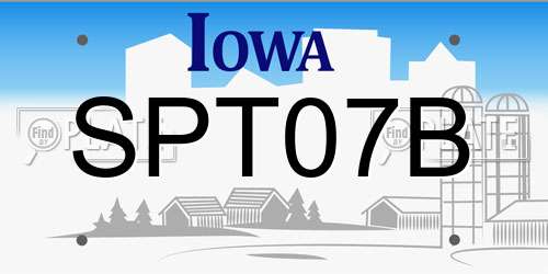 SPT07B Iowa License Plate