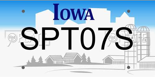 SPT07S Iowa License Plate