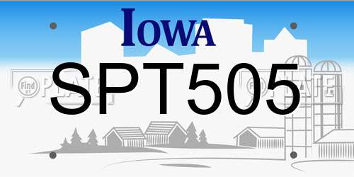 SPT505 Iowa License Plate