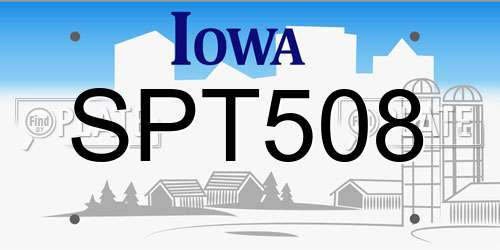 SPT508 Iowa License Plate