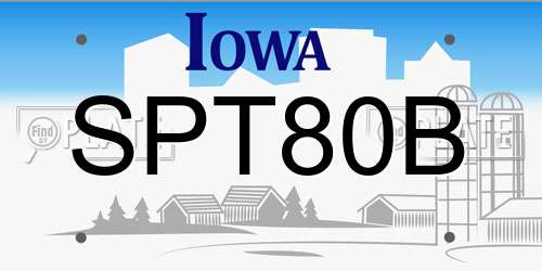 SPT80B Iowa License Plate