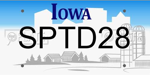 SPTD28 Iowa License Plate
