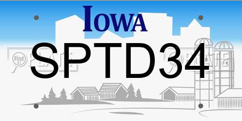 SPTD34 Iowa License Plate