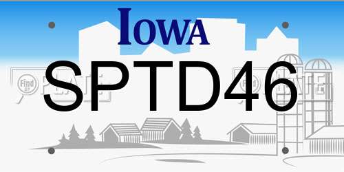 SPTD46 Iowa License Plate