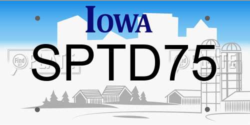 SPTD75 Iowa License Plate