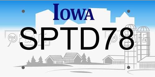 SPTD78 Iowa License Plate