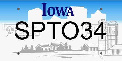 SPTO34 Iowa License Plate