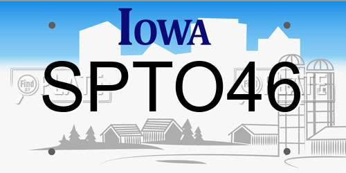 SPTO46 Iowa License Plate