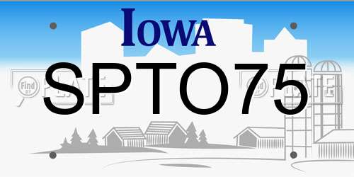 SPTO75 Iowa License Plate