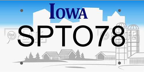 SPTO78 Iowa License Plate
