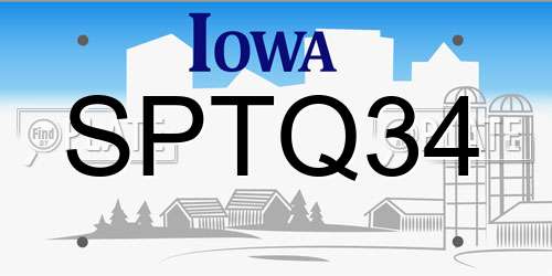 SPTQ34 Iowa License Plate