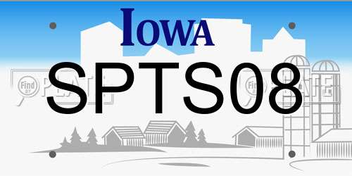 SPTS08 Iowa License Plate