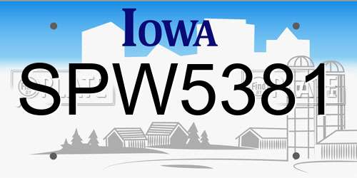SPW5381 Iowa License Plate