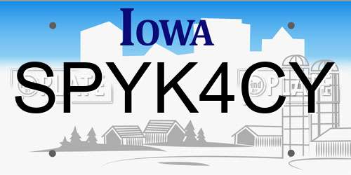 SPYK4CY Iowa License Plate
