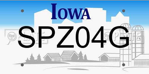 SPZ04G Iowa License Plate