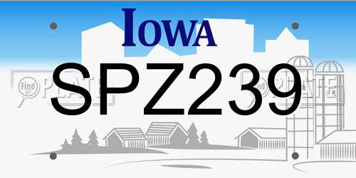 SPZ239 Iowa License Plate