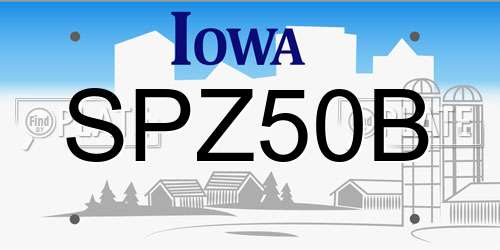 SPZ50B Iowa License Plate