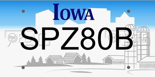 SPZ80B Iowa License Plate