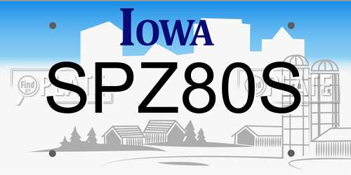 SPZ80S Iowa License Plate