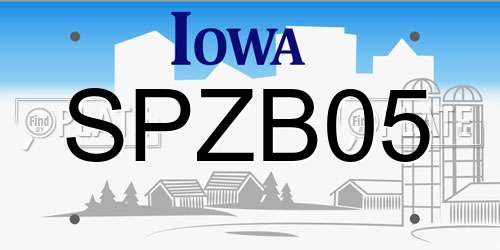 SPZB05 Iowa License Plate
