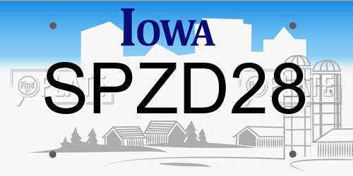 SPZD28 Iowa License Plate