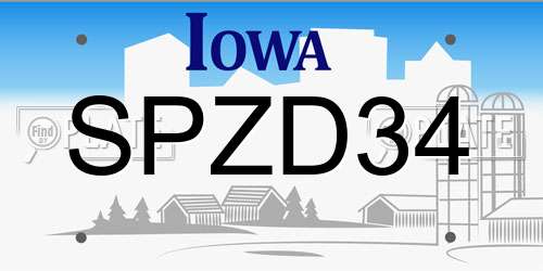 SPZD34 Iowa License Plate