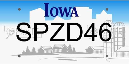 SPZD46 Iowa License Plate