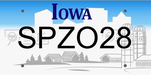 SPZO28 Iowa License Plate