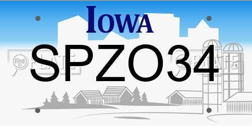 SPZO34 Iowa License Plate