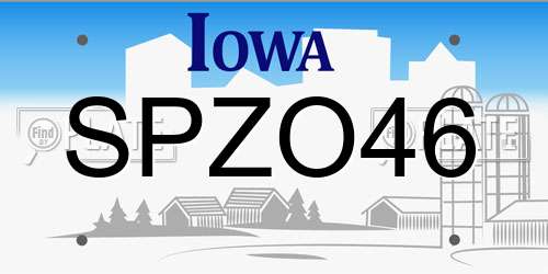 SPZO46 Iowa License Plate