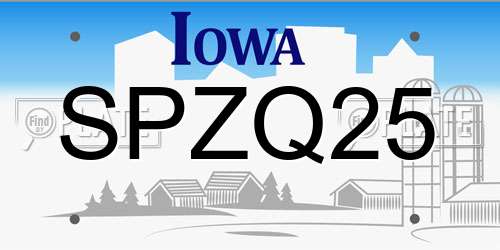 SPZQ25 Iowa License Plate